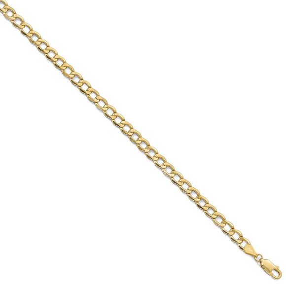 Men's 5.25mm 10k Yellow Gold Hollow Curb Link Chain Necklace 24 Inch
